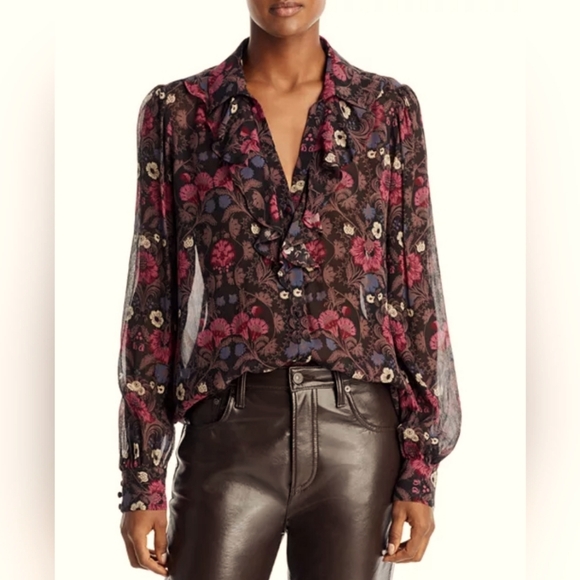 PAIGE Tops - Paige Jodelle Floral Print Silk Blouse